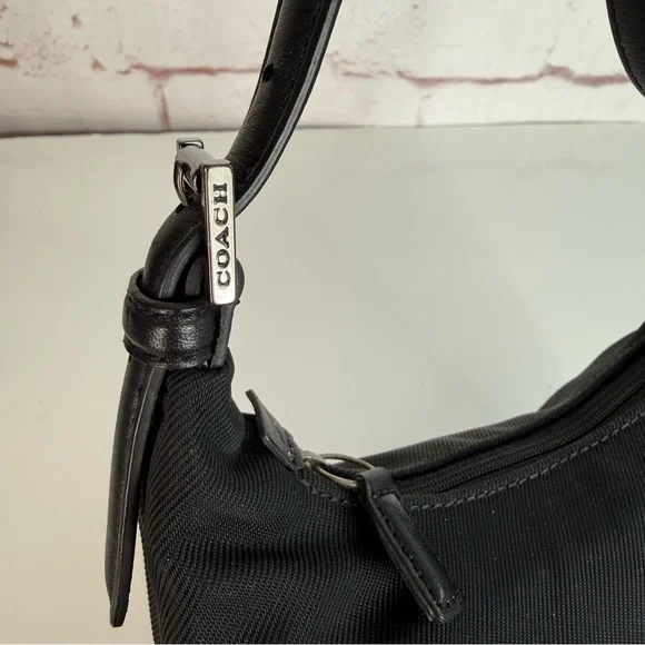 COACH Y2K 6.5”x4” Leather Trim Black Nylon Pewter Hardware Lightweight Mini Bag - Picture 3 of 14